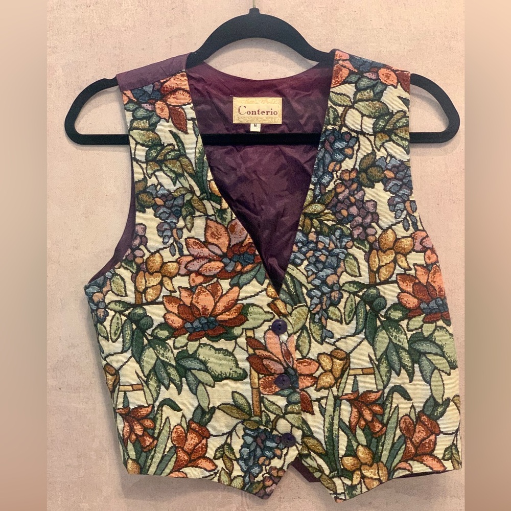Cottage-core style floral woven vest